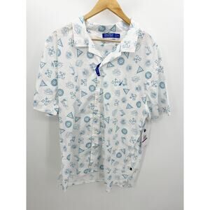 Nautica Blue Nautical Printed Button Down Shirt Men's Size XX-Large XXL NWT
